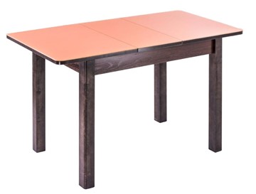 Кухонный раздвижной стол Айсберг-07 СТ1, венге ЛДСП/стекло оранжевое/42 прямые массив венге в Перми