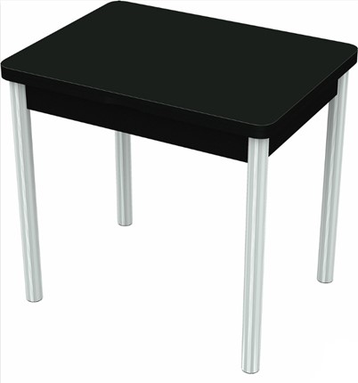 Стол раздвижной Бари хром №6 (стекло черное/черный) в Перми - изображение