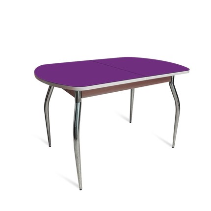 Стол раздвижной ПГ-02 СТ2, дуб молочный/фиолетовое стекло/35 хром гнутые металл в Перми - изображение