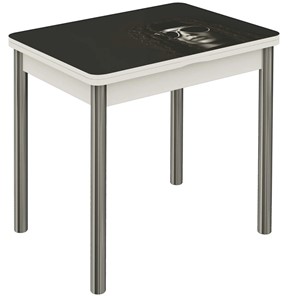 Обеденный раздвижной стол Бари хром №6 (Exclusive h191/белый) в Перми - предосмотр