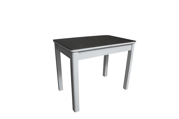 Кухонный стол раскладной Айсберг-2СТ белое/черное/прямые массив в Соликамске - изображение