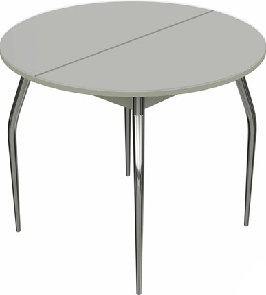 Кухонный стол раздвижной Ривьера исп. круг хром №5 (стекло белое/белый) в Перми - изображение