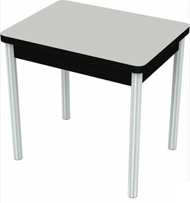 Стол раздвижной Бари хром №6 (стекло белое/черный) в Перми - предосмотр
