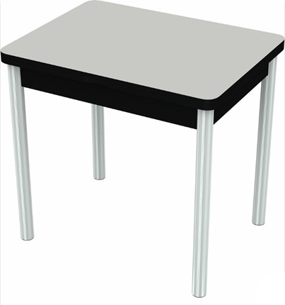 Стол раздвижной Бари хром №6 (стекло белое/черный) в Перми - изображение