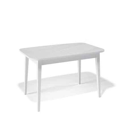 Кухонный стол раскладной Kenner 1200M (Белый/Стекло белое глянец) в Перми - изображение