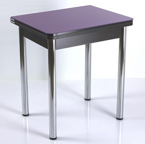 Стеклянный кухонный стол СПА-02 СТ2, венге ЛДСП/стекло фиолетовый/39 прямые трубки хром в Перми