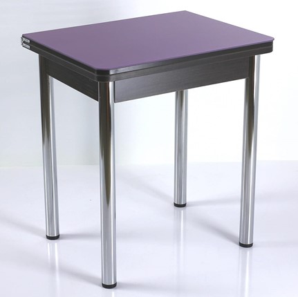 Кухонный пристенный стол СПА-02 СТ2, венге ЛДСП/стекло фиолетовый/39 прямые трубки хром в Перми - изображение