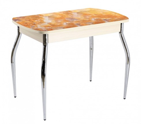 Кухонный стол раскладной ПГ-01 СТФ, дуб молочный лдсп/оникс/35 хром гнутые в Перми - изображение