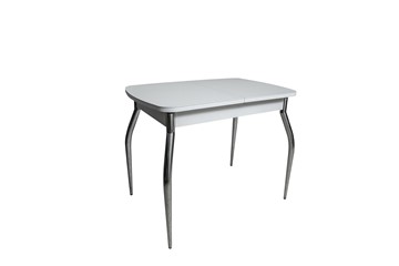 Стеклянный стол ПГ-01СТ белое/белое/хром фигурные в Кунгуре
