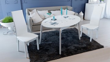 Овальный обеденный стол Марсель (СМ(Б)-102.01.12(1)), цвет  Белый/Стекло белое глянец в Соликамске