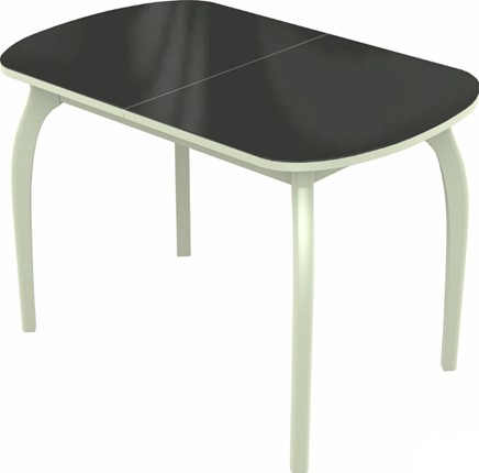 Обеденный раздвижной стол Ривьера исп.1 дерево №1 (стекло черное/белый) в Перми - изображение