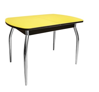 Кухонный раскладной стол ПГ-02 СТ2, венге/желтое стекло/35 хром гнутые металл в Березниках