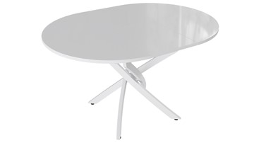 Кухонный стол раздвижной Diamond тип 3 (Белый муар/Белый глянец) в Соликамске - предосмотр 1