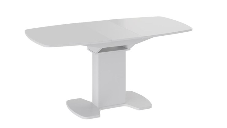 Обеденный раздвижной стол Портофино (СМ(ТД)-105.02.11(1)), цвет Белый глянец/Стекло белое в Перми - изображение 1