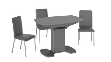Обеденный раздвижной стол Портофино (СМ(ТД)-105.01.11(1)), цвет Серое/Стекло серое матовое LUX в Чайковском - предосмотр 2