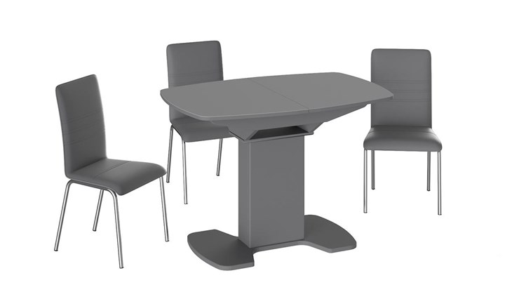 Обеденный раздвижной стол Портофино (СМ(ТД)-105.01.11(1)), цвет Серое/Стекло серое матовое LUX в Кунгуре - изображение 2