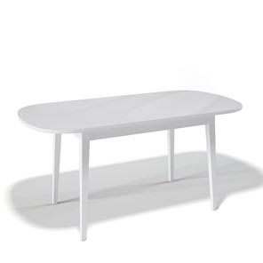 Кухонный стол раскладной Kenner 1300M (Белый/Стекло белое глянец) в Перми - предосмотр 1