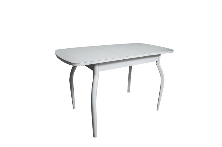 Кухонный стол раскладной ПГ-01СТ белое/белое/хром фигурные в Березниках - изображение 1