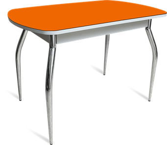 Кухонный обеденный стол ПГ-04 СТ белое/оранжевое/хром фигурные в Соликамске - предосмотр