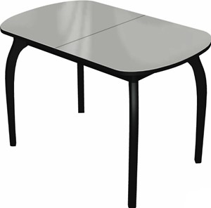 Кухонный раздвижной стол Ривьера мини дерево №1 (стекло белое/черный) в Перми - предосмотр