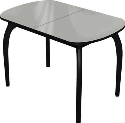 Кухонный раздвижной стол Ривьера мини дерево №1 (стекло белое/черный) в Перми - изображение