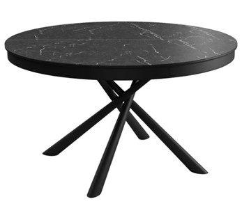 Круглый обеденный стол DikLine KR120 мрамор черный Калаката/опоры черные в Перми