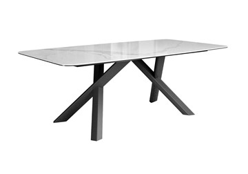 Керамический кухонный стол DikLine KS220 керамика Cloud (белый глянец C11)/опоры черные в Чайковском