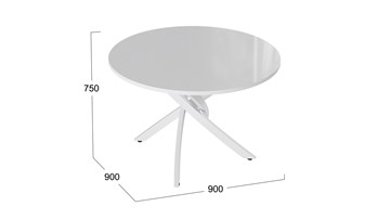 Стол кухонный Diamond тип 2 (Белый муар/Белый глянец) в Чайковском - предосмотр 1