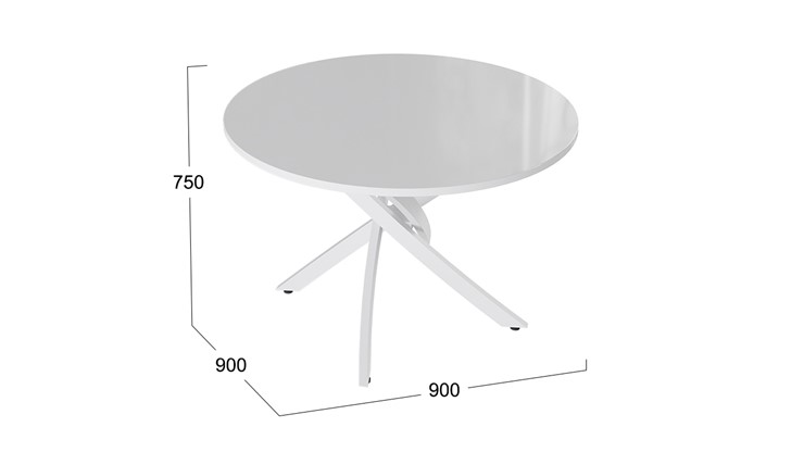 Стол кухонный Diamond тип 2 (Белый муар/Белый глянец) в Соликамске - изображение 1