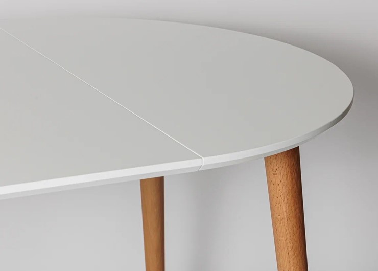 Обеденный круглый раздвижной стол Белая Эмаль д. 90 см МДФ ножки светлый орех в Перми - изображение 15