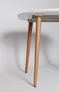 Обеденный круглый раздвижной стол Белая Эмаль д. 90 см МДФ ножки светлый орех в Перми - предосмотр 20