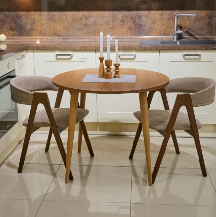 Кухонный стол круглый Орех Гварнери д. 90 см ЛДСП в Перми - изображение 2