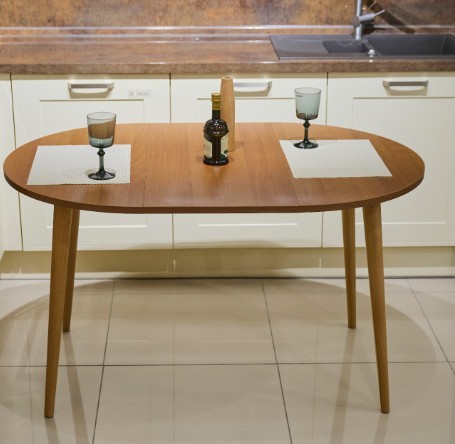 Кухонный стол круглый Орех Гварнери д. 90 см ЛДСП в Перми - изображение 6