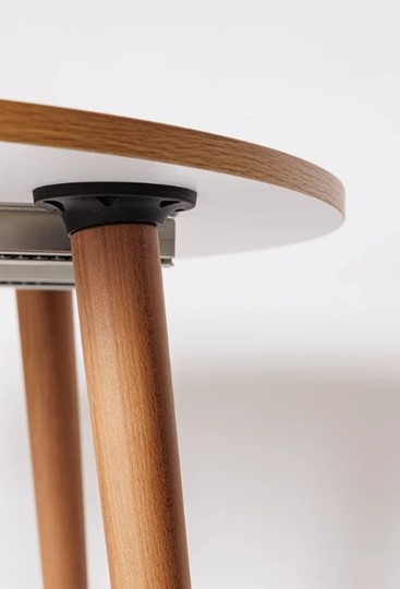 Кухонный раздвижной круглый стол Шпон Дуба 677 С д. 100 см МДФ в Перми - изображение 4