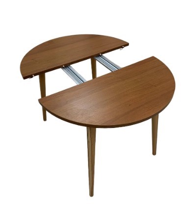 Обеденный круглый раздвижной стол Шпон Ореха д. 90 см ЛДСП светлый орех в Перми - изображение 5