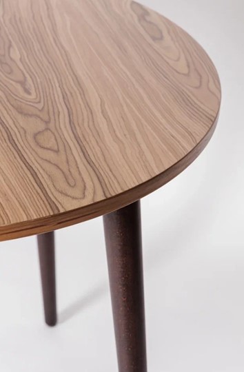Кухонный раздвижной круглый стол Шпон Ореха д. 100 см МДФ ножки вишня в Перми - изображение 1