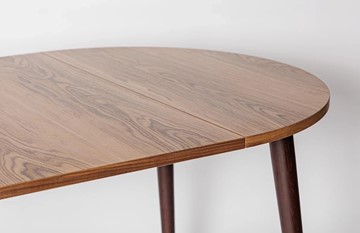 Кухонный раздвижной круглый стол Шпон Ореха д. 100 см МДФ ножки вишня в Перми - предосмотр 17