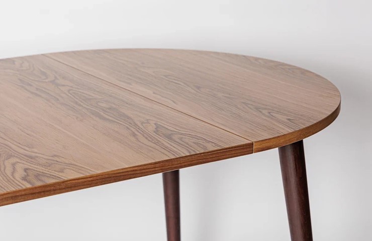 Кухонный раздвижной круглый стол Шпон Ореха д. 100 см МДФ ножки вишня в Перми - изображение 17
