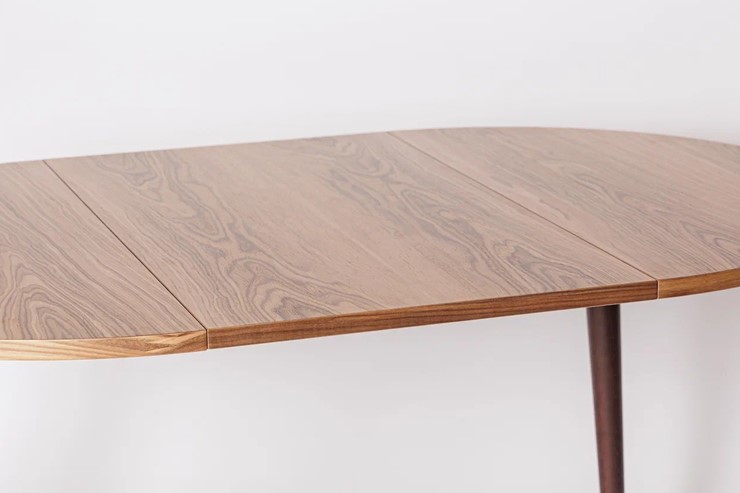 Кухонный раздвижной круглый стол Шпон Ореха д. 100 см МДФ ножки вишня в Перми - изображение 19