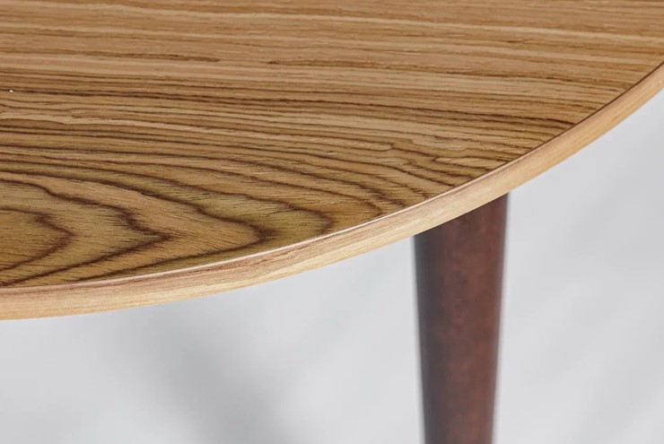 Кухонный раздвижной круглый стол Шпон Ореха д. 100 см МДФ ножки темный орех в Перми - изображение 2