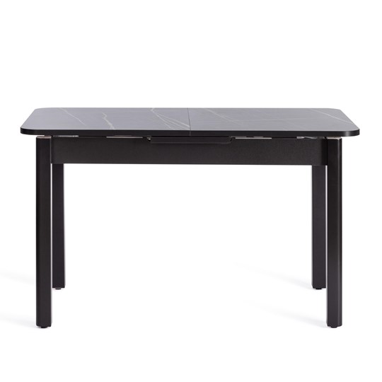 Кухонный стол раскладной ALIGERY ЛДСП/HPL/опора-массив березы, 130х75+30х75, Мрамор чёрный/чёрный арт.20607 в Перми - изображение 2