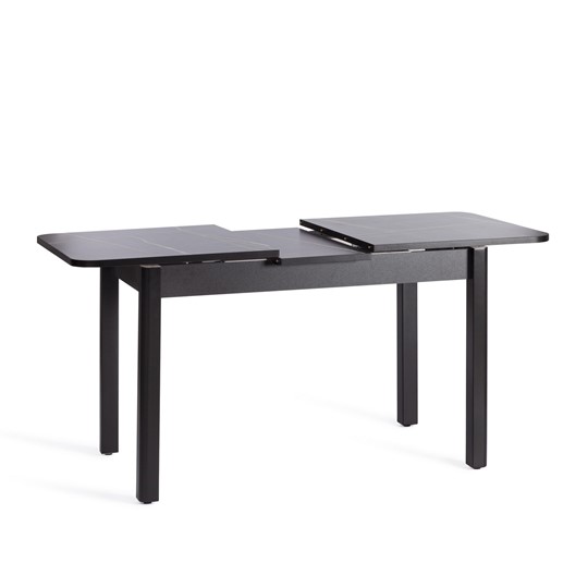 Кухонный стол раскладной ALIGERY ЛДСП/HPL/опора-массив березы, 130х75+30х75, Мрамор чёрный/чёрный арт.20607 в Перми - изображение 4