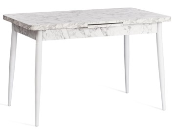 Кухонный раздвижной стол ALTA (mod. 1183) ЛДСП+меламин/металл, 120+30х70х75, белый мрамор/белый, арт.19486 в Перми - предосмотр
