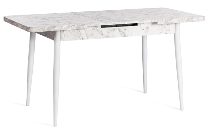 Кухонный раздвижной стол ALTA (mod. 1183) ЛДСП+меламин/металл, 120+30х70х75, белый мрамор/белый, арт.19486 в Перми - изображение 5