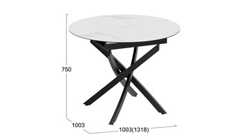 Кухонный стол раскладной Бергамо Тип 1 (Черный муар/Стекло матовое белый мрамор) в Перми - предосмотр 13