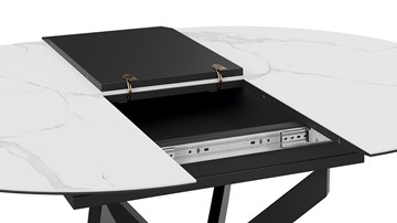 Кухонный стол раскладной Бергамо Тип 1 (Черный муар/Стекло матовое белый мрамор) в Перми - предосмотр 6