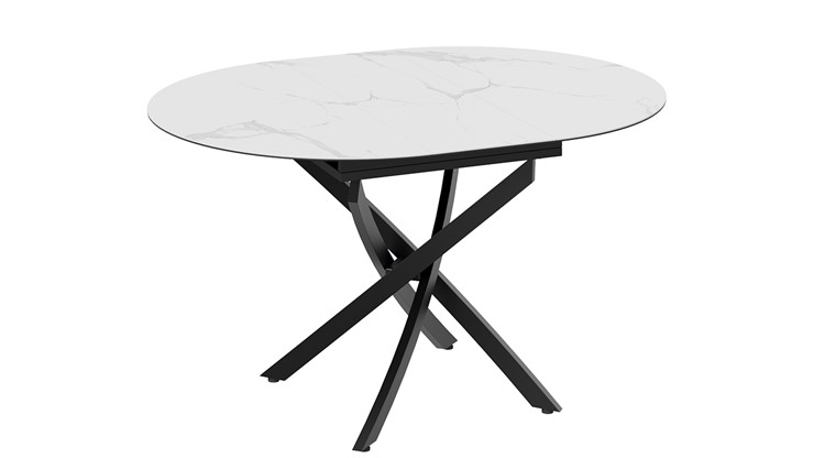 Кухонный стол раскладной Бергамо Тип 1 (Черный муар/Стекло матовое белый мрамор) в Перми - изображение 7