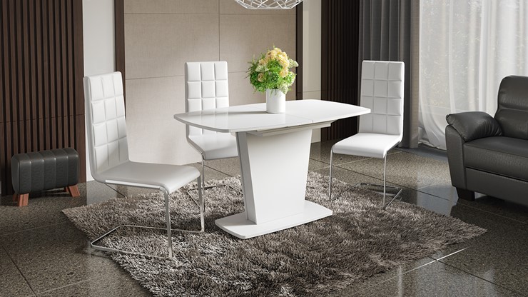 Кухонный раздвижной стол Честер тип 2, цвет Белый/Стекло белый глянец в Кунгуре - изображение 2