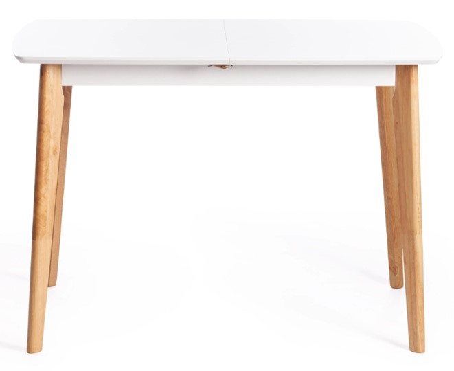 Кухонный раскладной стол Claire, дерево гевея/МДФ, 110+30x75x75 Белый/натуральный арт.15111 в Чайковском - изображение 1