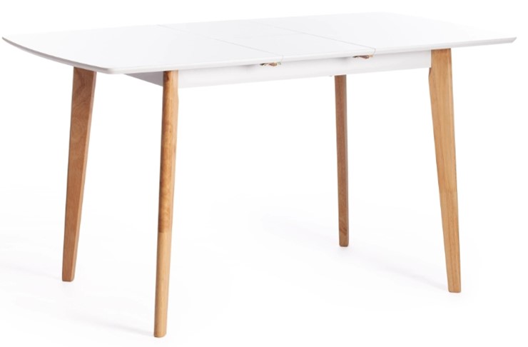Кухонный раскладной стол Claire, дерево гевея/МДФ, 110+30x75x75 Белый/натуральный арт.15111 в Березниках - изображение 6